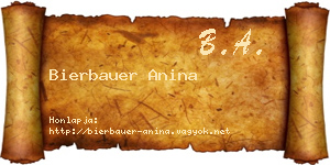 Bierbauer Anina névjegykártya